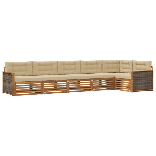 vidaXL Outdoor-Sofagarnitur mit Kissen 6 Stk Natur und Beige 3383411