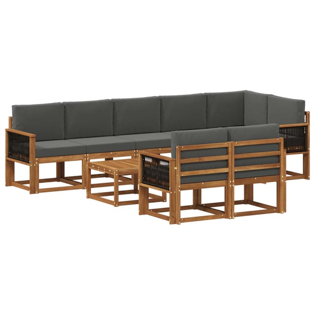 vidaXL Outdoor-Sofagarnitur 9 Stk Natur und Anthrazit Polyester 3385333