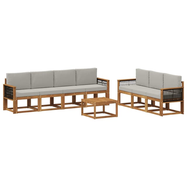 vidaXL Outdoor-Sofagarnitur mit Kissen 7 Stk Natur und Hellgrau 3385052