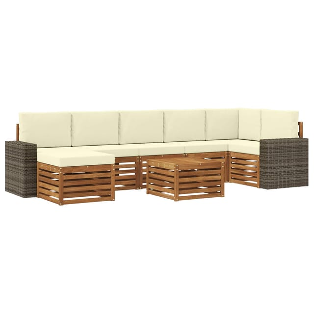 vidaXL Outdoor-Sofagarnitur mit Kissen 8 Stk Natur und Creme 3384666