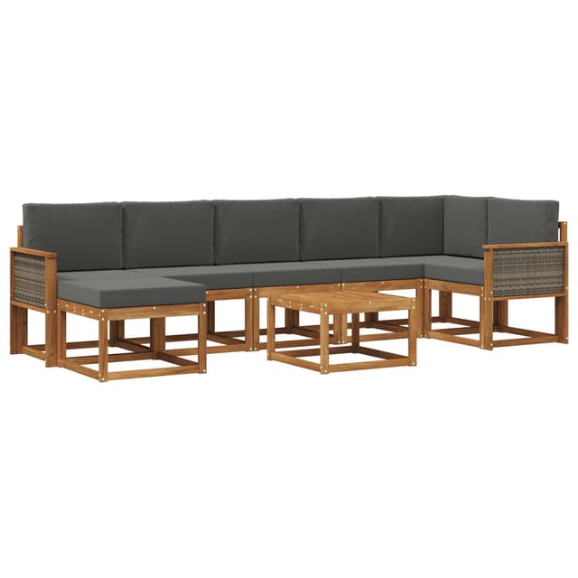 vidaXL Outdoor-Sofagarnitur 8 Stk Natur und Anthrazit Polyester 3385408