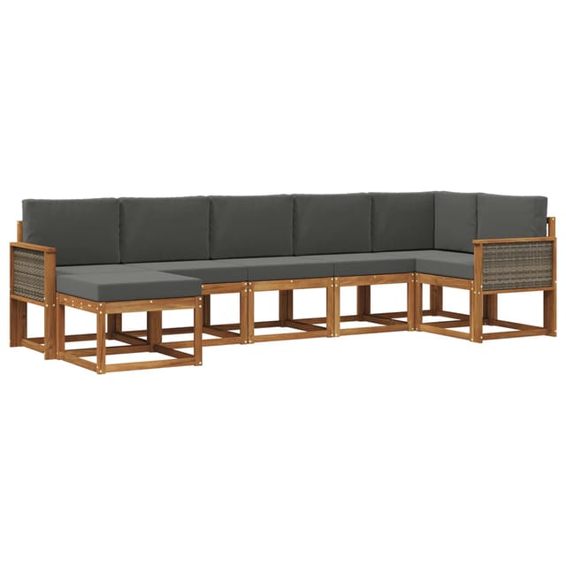 vidaXL Outdoor-Sofagarnitur 7 Stk Natur und Anthrazit Polyester 3385388