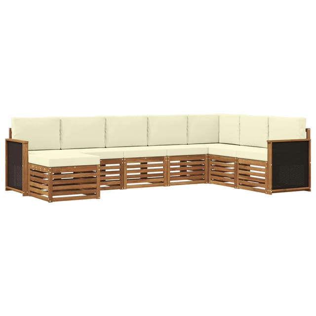 vidaXL Outdoor-Sofagarnitur mit Kissen 6 Stk Natur und Creme 3384701