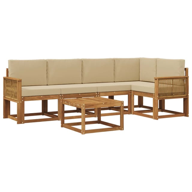 vidaXL Outdoor-Sofagarnitur 6 Stk Natur und Beige Massivholz Akazie 3385239