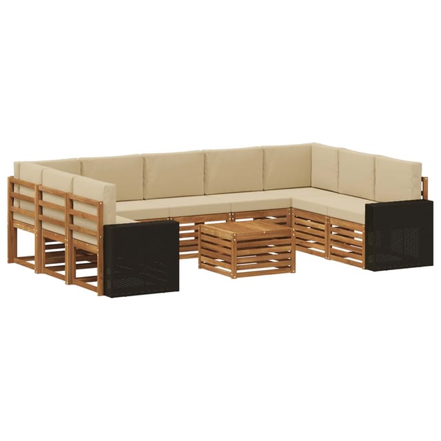 vidaXL Sofagarnituren 10 Stk Natur und Beige Massivholz Akazie 3384874