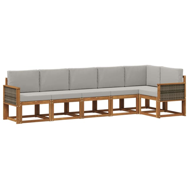 vidaXL Outdoor-Sofagarnitur 6 Stk Natur und Hellgrau Polyester 3385247