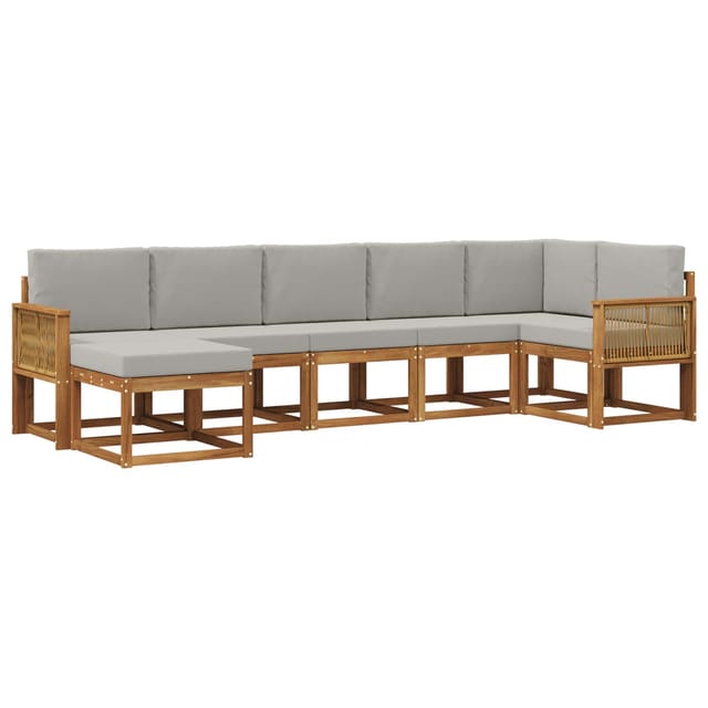 vidaXL Outdoor-Sofagarnitur 7 Stk Natur und Hellgrau Polyester 3385397