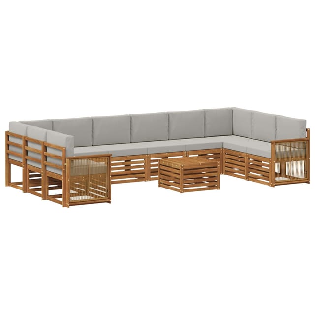 vidaXL Outdoor-Sofagarnitur mit Kissen 8 Stk Natur und Hellgrau 3384927