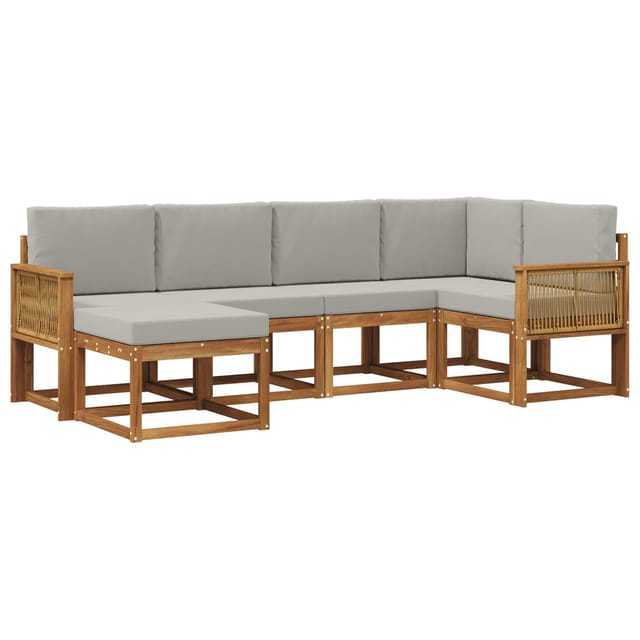 vidaXL Outdoor-Sofagarnitur 6 Stk Natur und Hellgrau Polyester 3385357