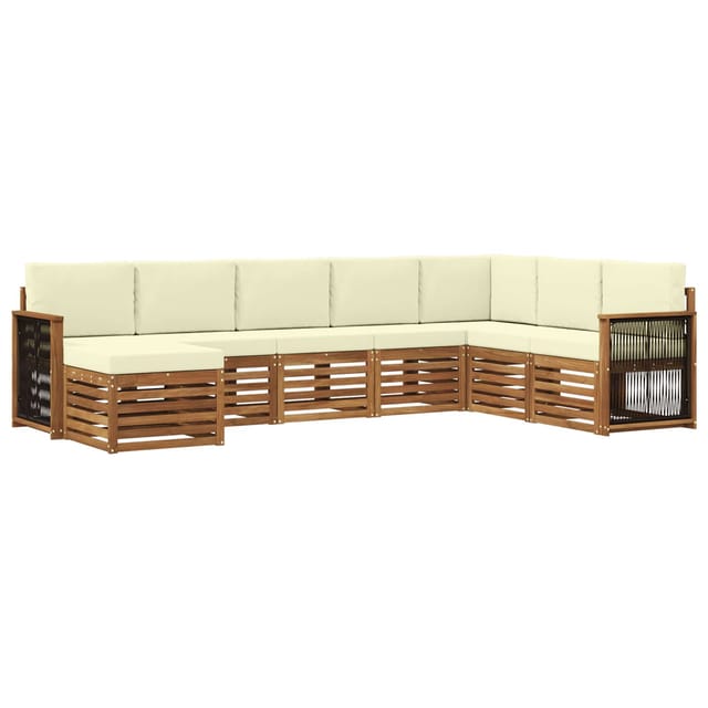 vidaXL Outdoor-Sofagarnitur mit Kissen 6 Stk Natur und Creme 3384711