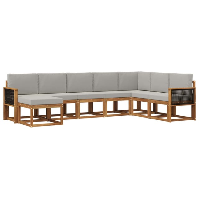 vidaXL Outdoor-Sofagarnitur mit Kissen 8 Stk Natur und Hellgrau 3385452