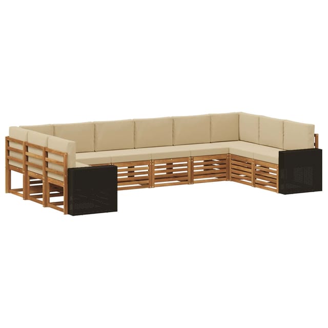 vidaXL Outdoor-Sofagarnitur 10 Stk Natur und Beige Polyester 3384904