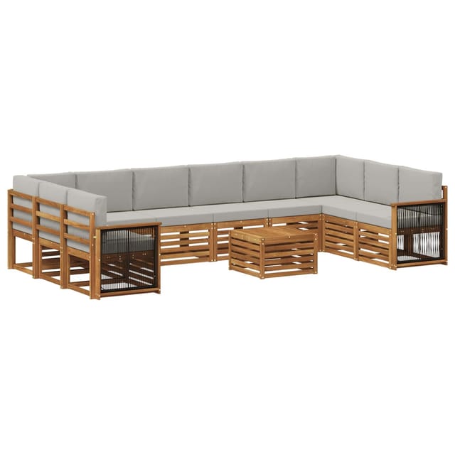 vidaXL Outdoor-Sofagarnitur mit Kissen 8 Stk Natur und Hellgrau 3384922