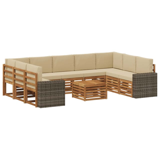 vidaXL Sofagarnituren 10 Stk Natur und Beige Massivholz Akazie 3384879