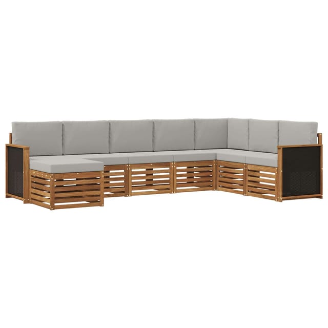 vidaXL Outdoor-Sofagarnitur mit Kissen 6 Stk Natur und Hellgrau 3384702