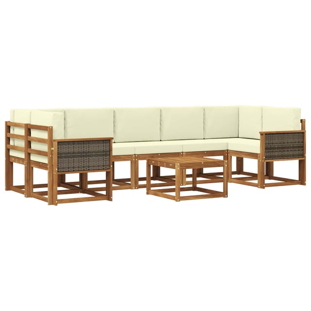 vidaXL Outdoor-Sofagarnitur mit Kissen 6 Stk Natur und Creme 3385066