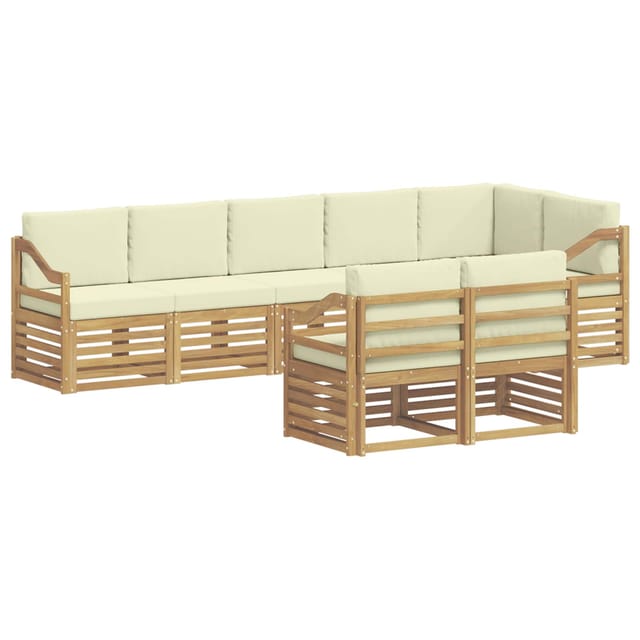 vidaXL Sofagarnituren 8 Stk Weiß und Creme Massivholz Akazie 3392050