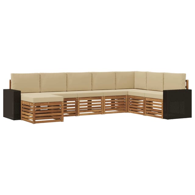 vidaXL Outdoor-Sofagarnitur mit Kissen 8 Stk Natur und Beige 3384724