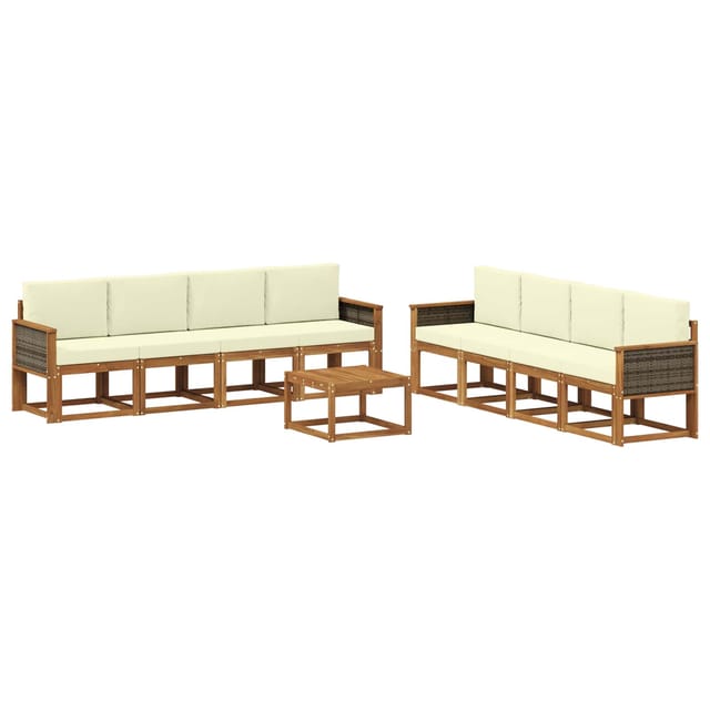 vidaXL Outdoor-Sofagarnitur mit Kissen 7 Stk Natur und Creme 3385086