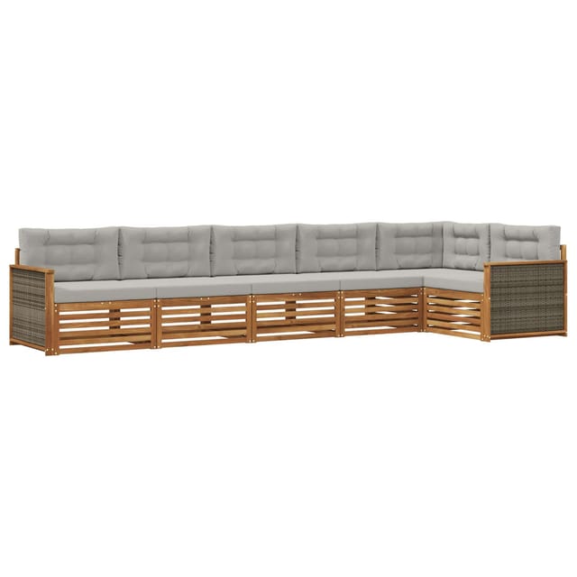 vidaXL Outdoor-Sofagarnitur mit Kissen 6 Stk Natur und Hellgrau 3383409