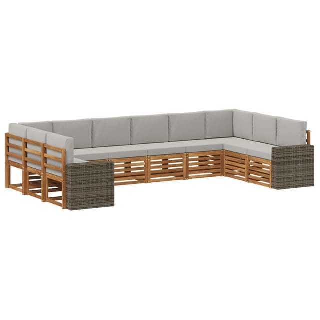 vidaXL Outdoor-Sofagarnitur 10 Stk Natur und Hellgrau Polyester 3384907