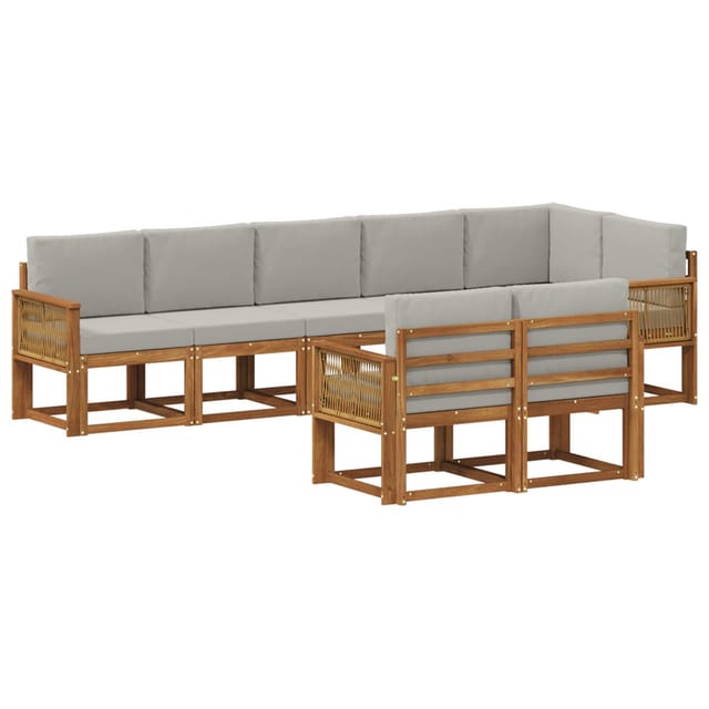 vidaXL Outdoor-Sofagarnitur 8 Stk Natur und Hellgrau Polyester 3385317