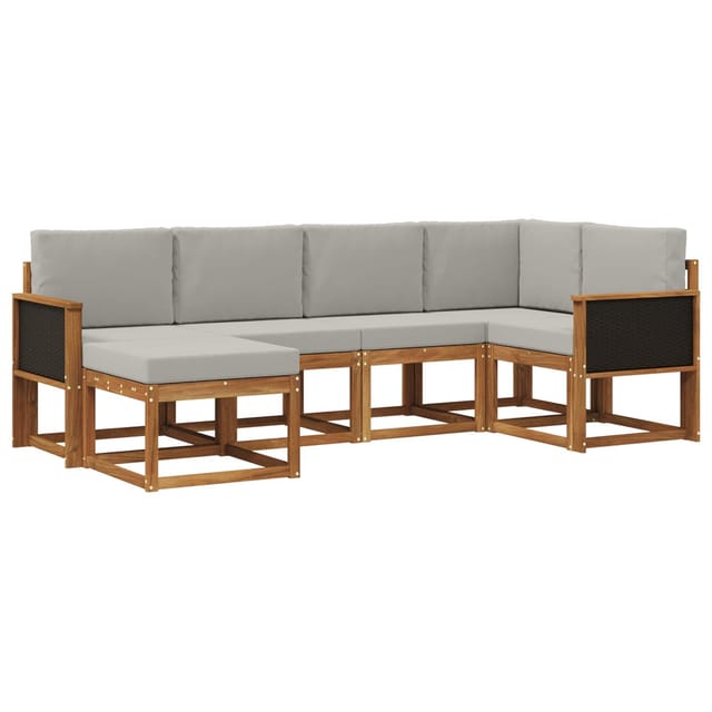 vidaXL Outdoor-Sofagarnitur 6 Stk Natur und Hellgrau 3385342