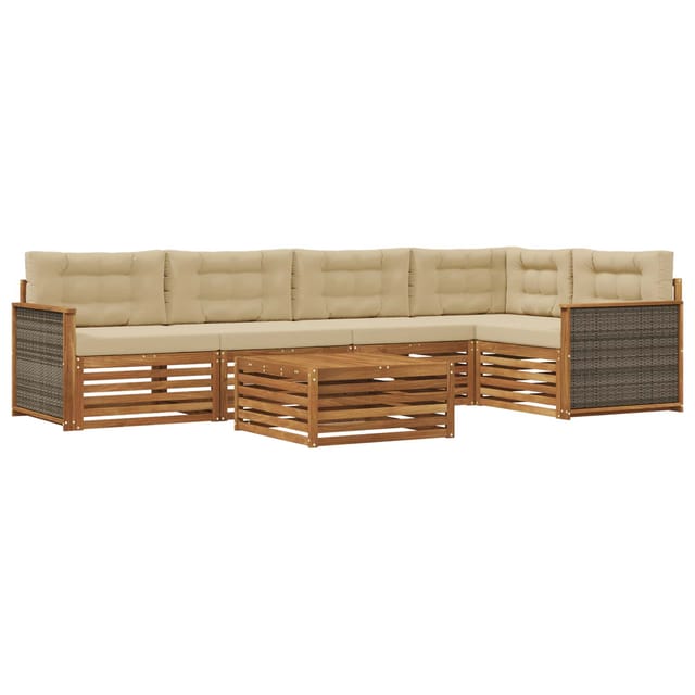 vidaXL Outdoor-Sofagarnitur mit Kissen 6 Stk Natur und Beige 3383381
