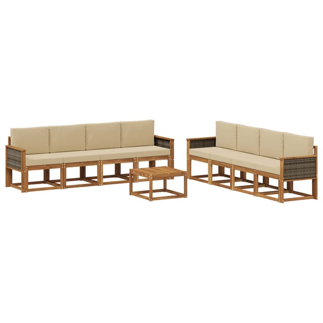 vidaXL Outdoor-Sofagarnitur mit Kissen 7 Stk Natur 3385089