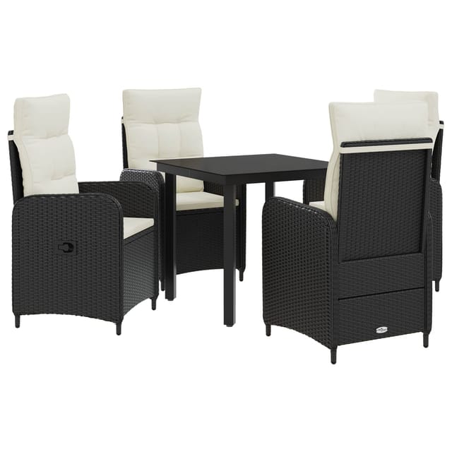 vidaXL Sofa-Tischset mit Kissen mit Kissen 5 Stk Schwarz und Cremeweiß 3422475