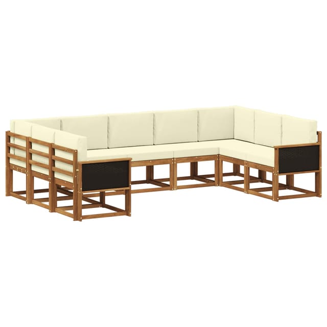 vidaXL Outdoor-Sofagarnitur 9 Stk Natur und Creme Massivholz Akazie 3385521