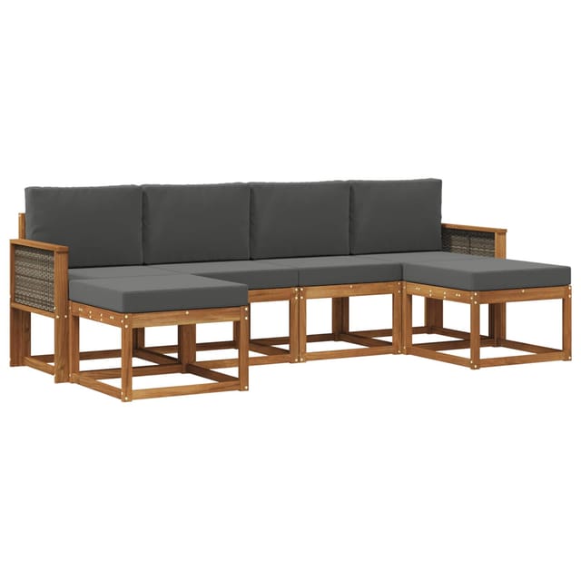 vidaXL Outdoor-Sofagarnitur 6 Stk Natur und Anthrazit Polyester 3385428