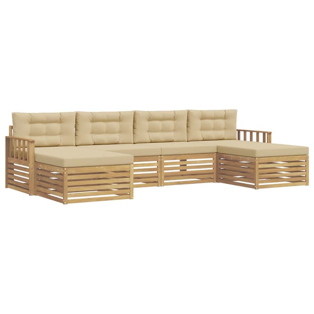 vidaXL Sofagarnituren 6 Stk Weiß und Beige Massivholz Akazie 3390918