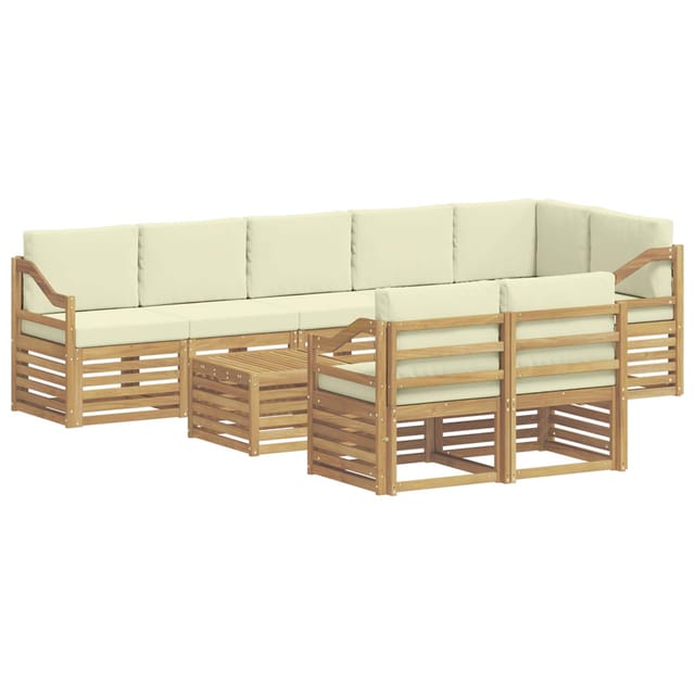 vidaXL Sofagarnituren 9 Stk Weiß und Creme Massivholz Akazie 3392090