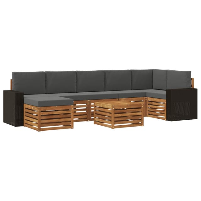 vidaXL Outdoor-Sofagarnitur mit Kissen 8 Stk Natur und Anthrazit 3384663