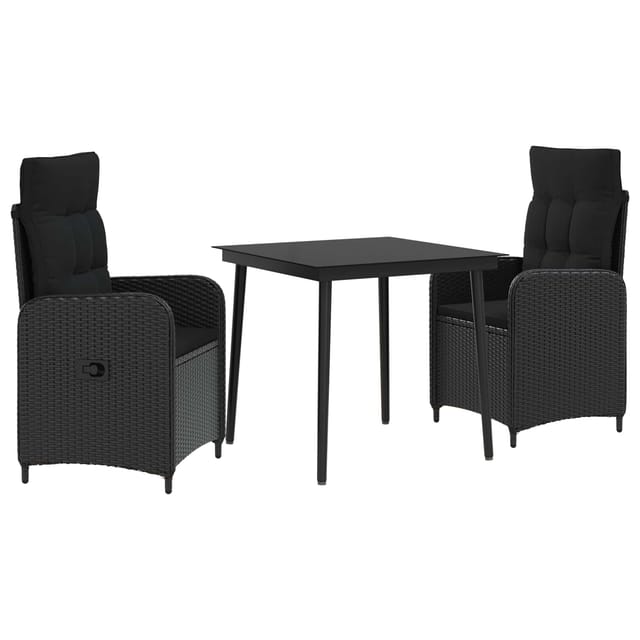 vidaXL Sofa-Tischset mit Kissen mit Kissen 3 Stk Schwarz 3422448