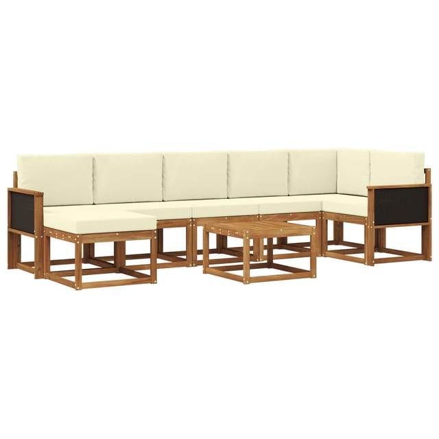 vidaXL Outdoor-Sofagarnitur mit Kissen 8 Stk Natur und Creme Polyester 3385401