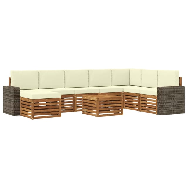 vidaXL Outdoor-Sofagarnitur mit Kissen 9 Stk Natur und Creme 3384756