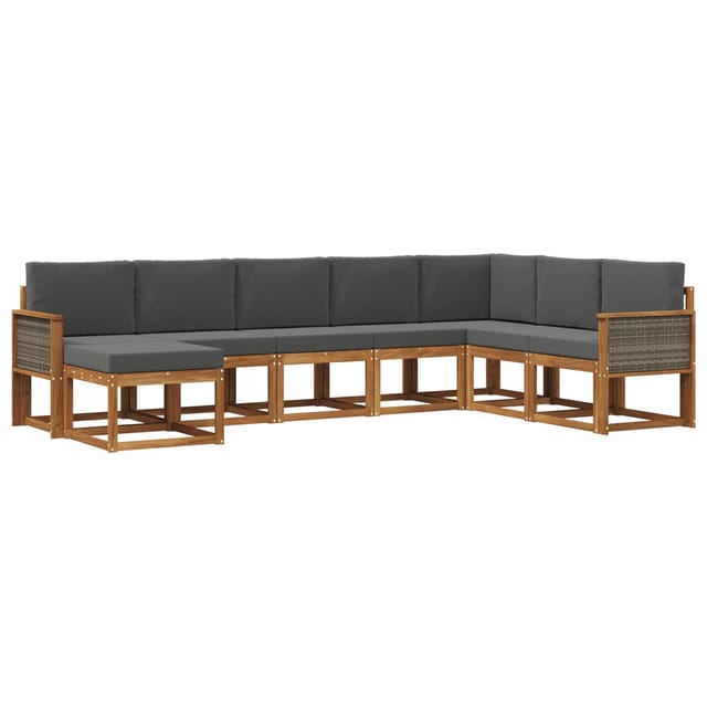 vidaXL Outdoor-Sofagarnitur mit Kissen 8 Stk Natur und Anthrazit 3385448