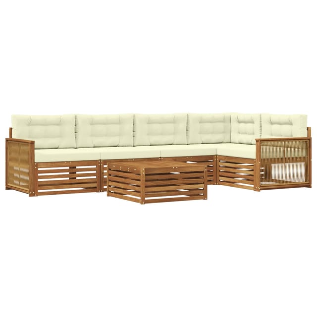 vidaXL Outdoor-Sofagarnitur mit Kissen 6 Stk Natur und Creme 3383388