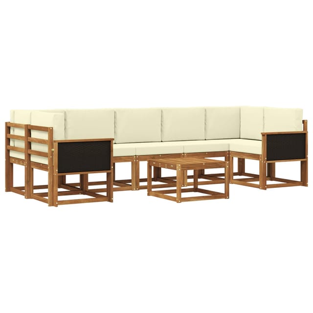 vidaXL Outdoor-Sofagarnitur mit Kissen 6 Stk Natur und Creme 3385061