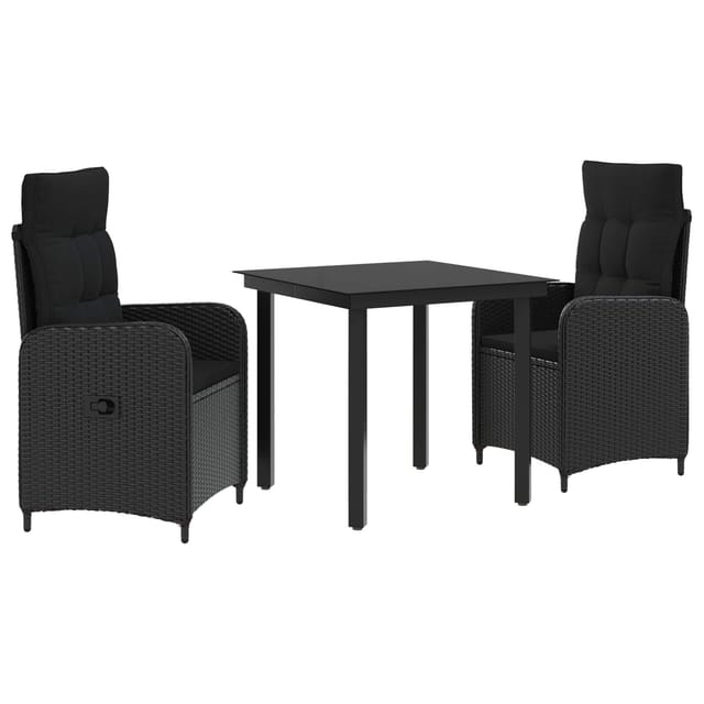 vidaXL Sofa-Tischset mit Kissen mit Kissen 3 Stk Schwarz 3422472