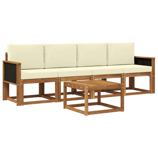 vidaXL Outdoor-Sofagarnitur mit Kissen 4 Stk Natur und Creme 3384961
