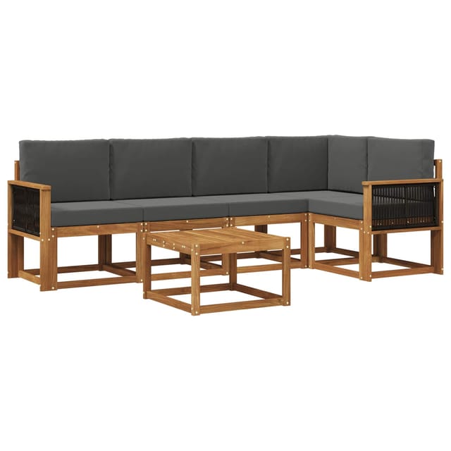 vidaXL Outdoor-Sofagarnitur mit Kissen 6 Stk Natur und Anthrazit 3385233