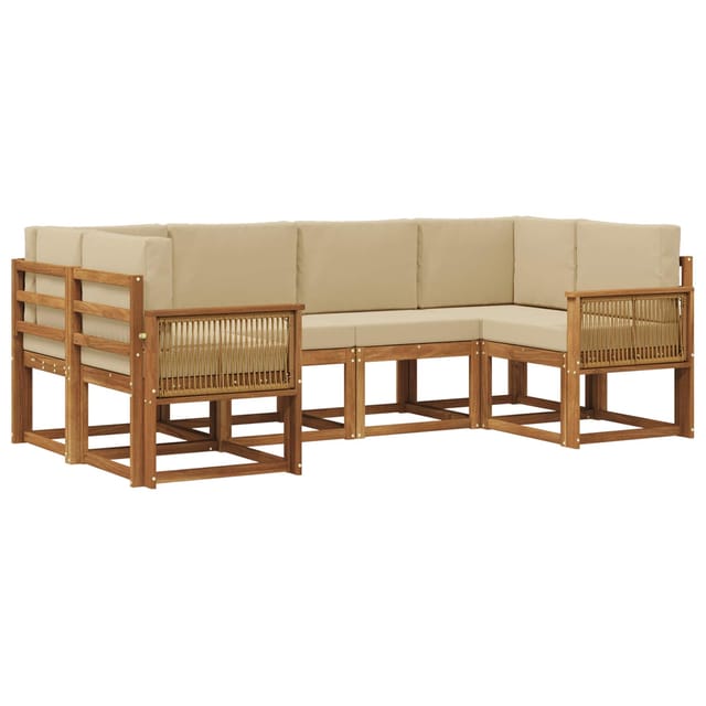 vidaXL Outdoor-Sofagarnitur 6 Stk Natur und Beige Massivholz Akazie 3385499