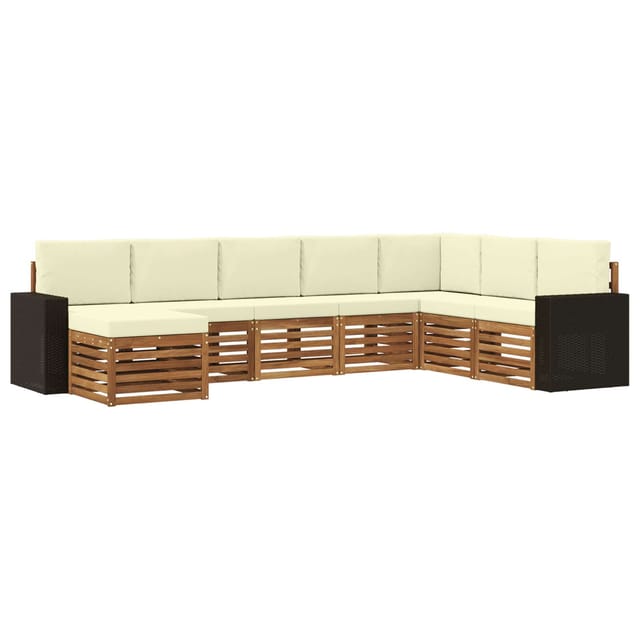 vidaXL Outdoor-Sofagarnitur mit Kissen 8 Stk Natur und Creme 3384721