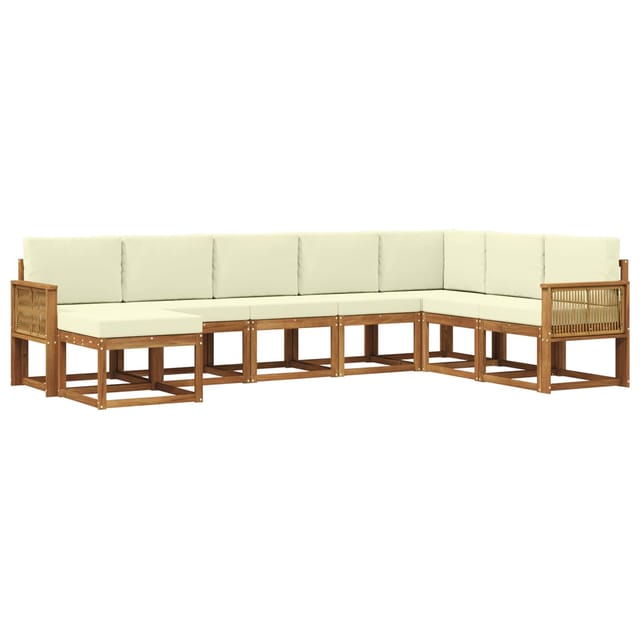 vidaXL Outdoor-Sofagarnitur 8 Stk Natur und Creme Massivholz Akazie 3385456