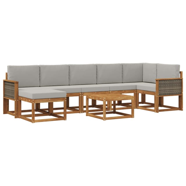 vidaXL Outdoor-Sofagarnitur 8 Stk Natur und Hellgrau Polyester 3385407