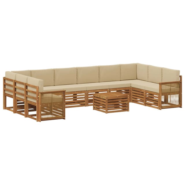 vidaXL Outdoor-Sofagarnitur mit Kissen 8 Stk Natur 3384929