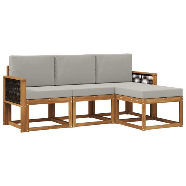 vidaXL Outdoor-Sofagarnitur mit Kissen 4 Stk Natur und Hellgrau 3385112